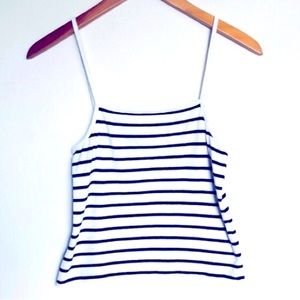 GUC JOHN GALT Brandy Melville Top Size L Stripe Crop Travel Resort Paris Cami